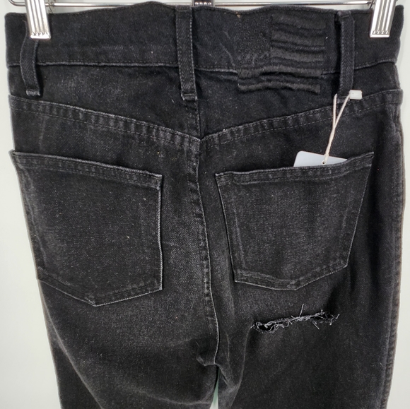 REVICE Ex-Boyfriend Ripped High Waisted Straight Leg Jean Black SZ 24 NWT - Picture 9 of 14